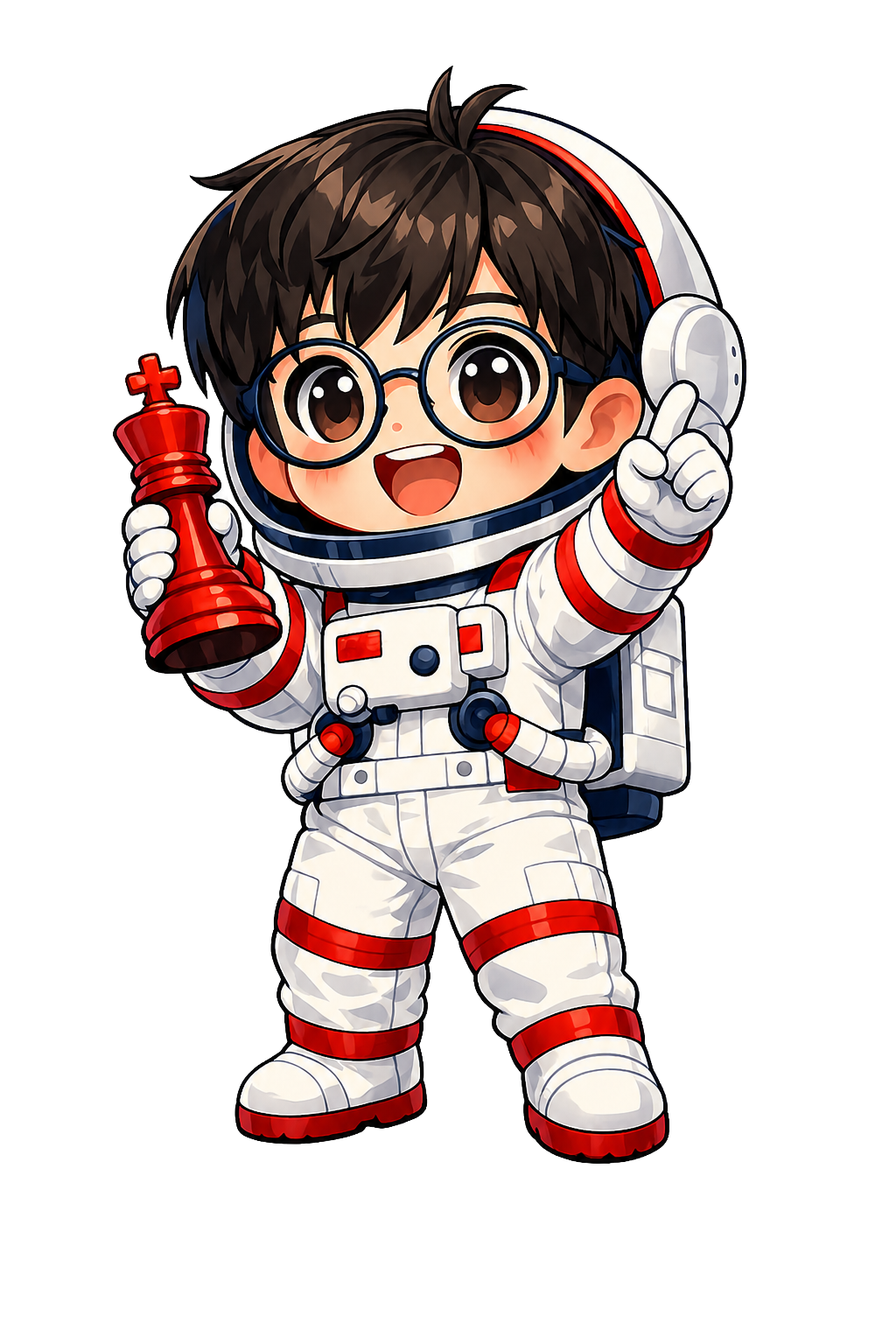 Mascote astronauta da Ludonave em estilo comic